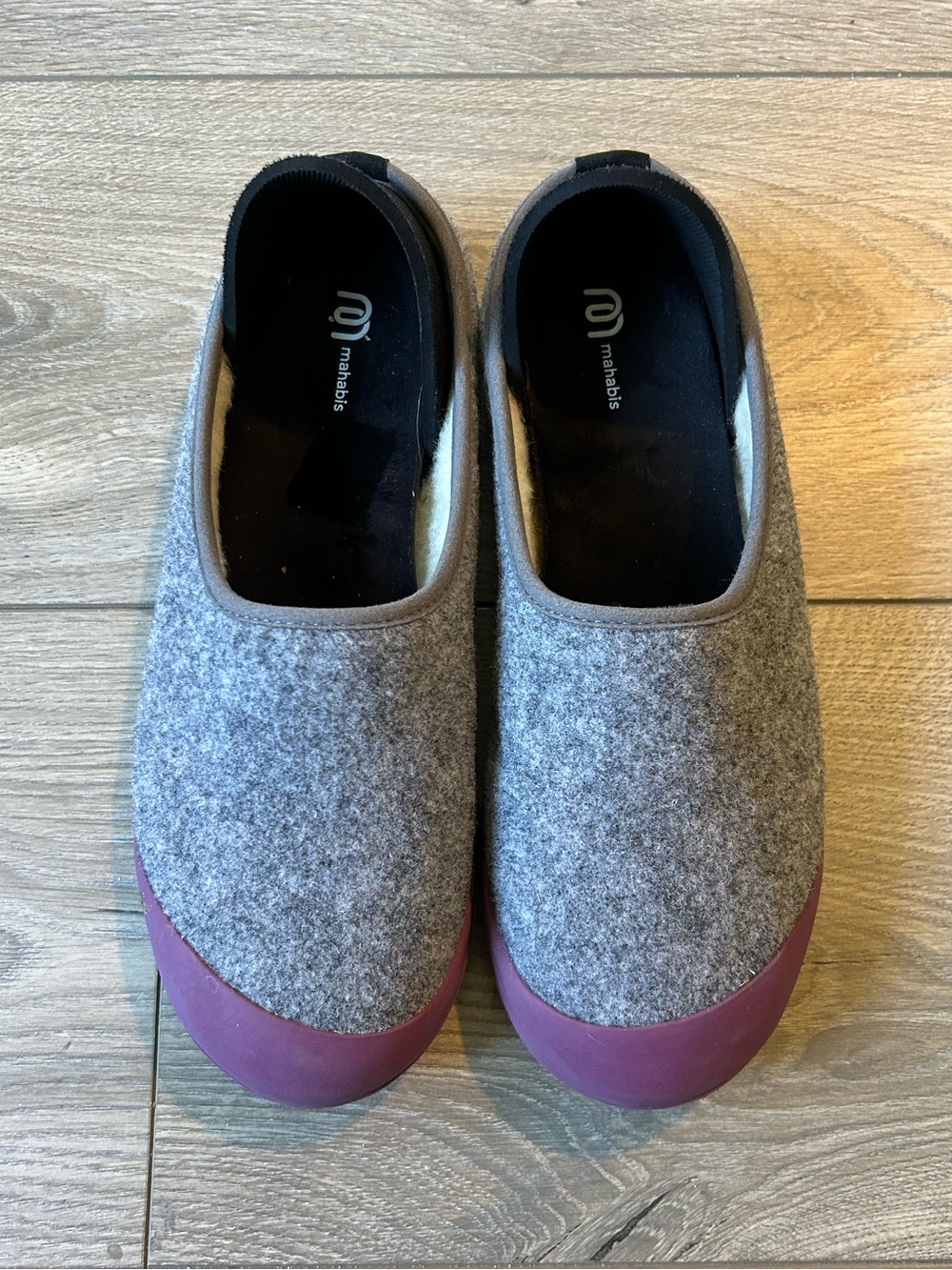 Grey and Purple Mahabis Shoes / Mules Wool Size 40
